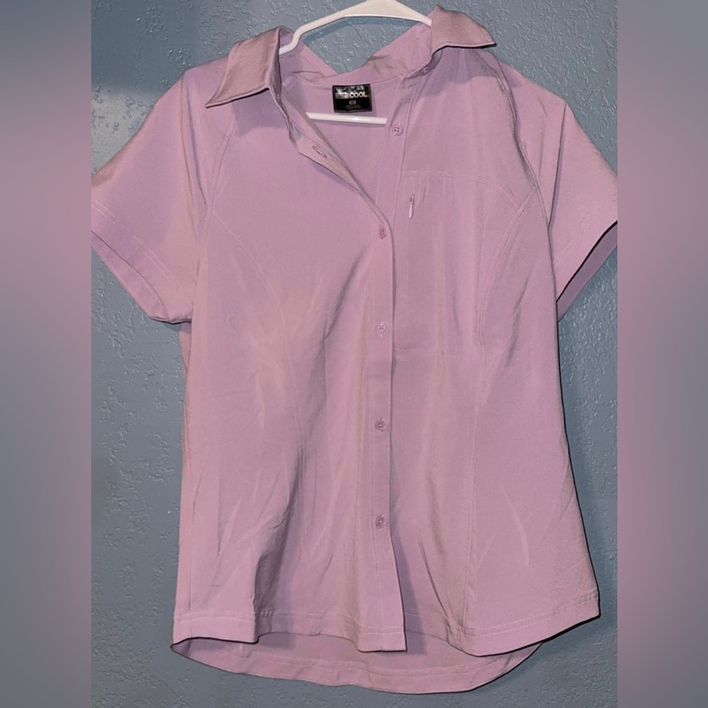32 Degrees Lavender Short Sleeve Button-Down Shirt